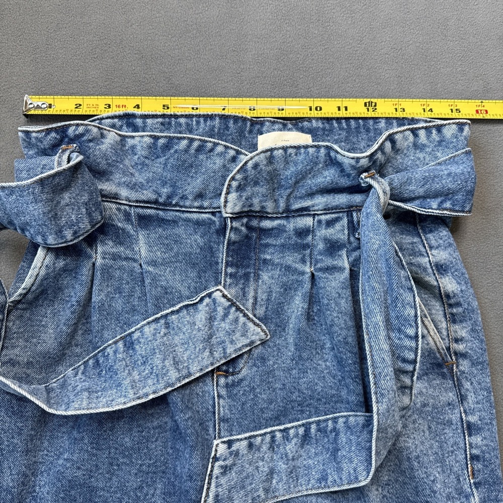 Sezane‎ Jeans Womens 34 Blue Austin High Waist Pleat Paperbag Preppy HEMMED READ - Picture 10 of 16